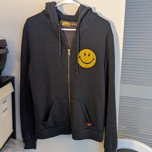 aviator nation smiley zip up hoodie size medium